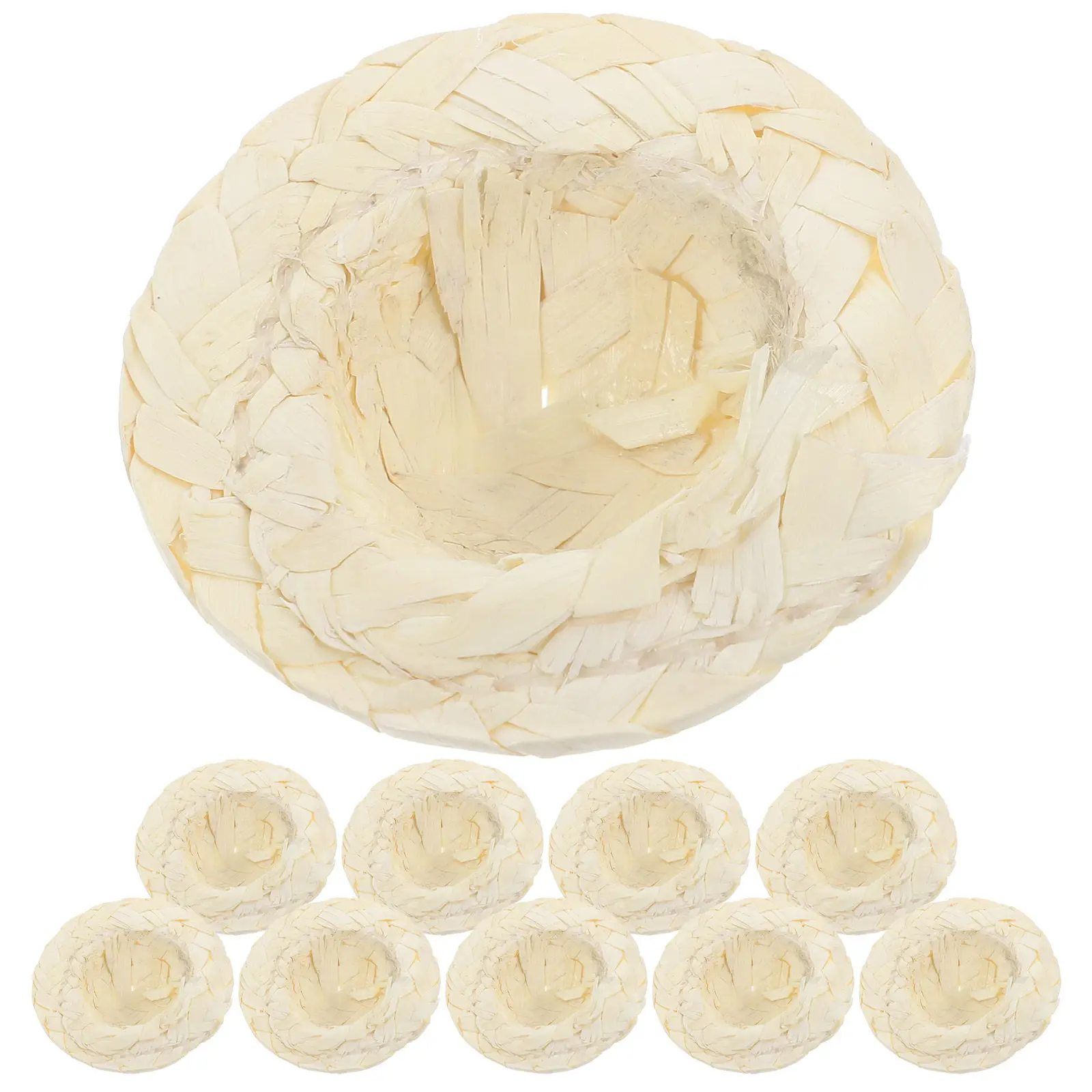 10 Peças de Chapéus Miniatura de Palha Tecida, Acessório DIY para Lembrancinhas de Festa e Atividades Escolares, Item Decorativo com Acabamento Fino
