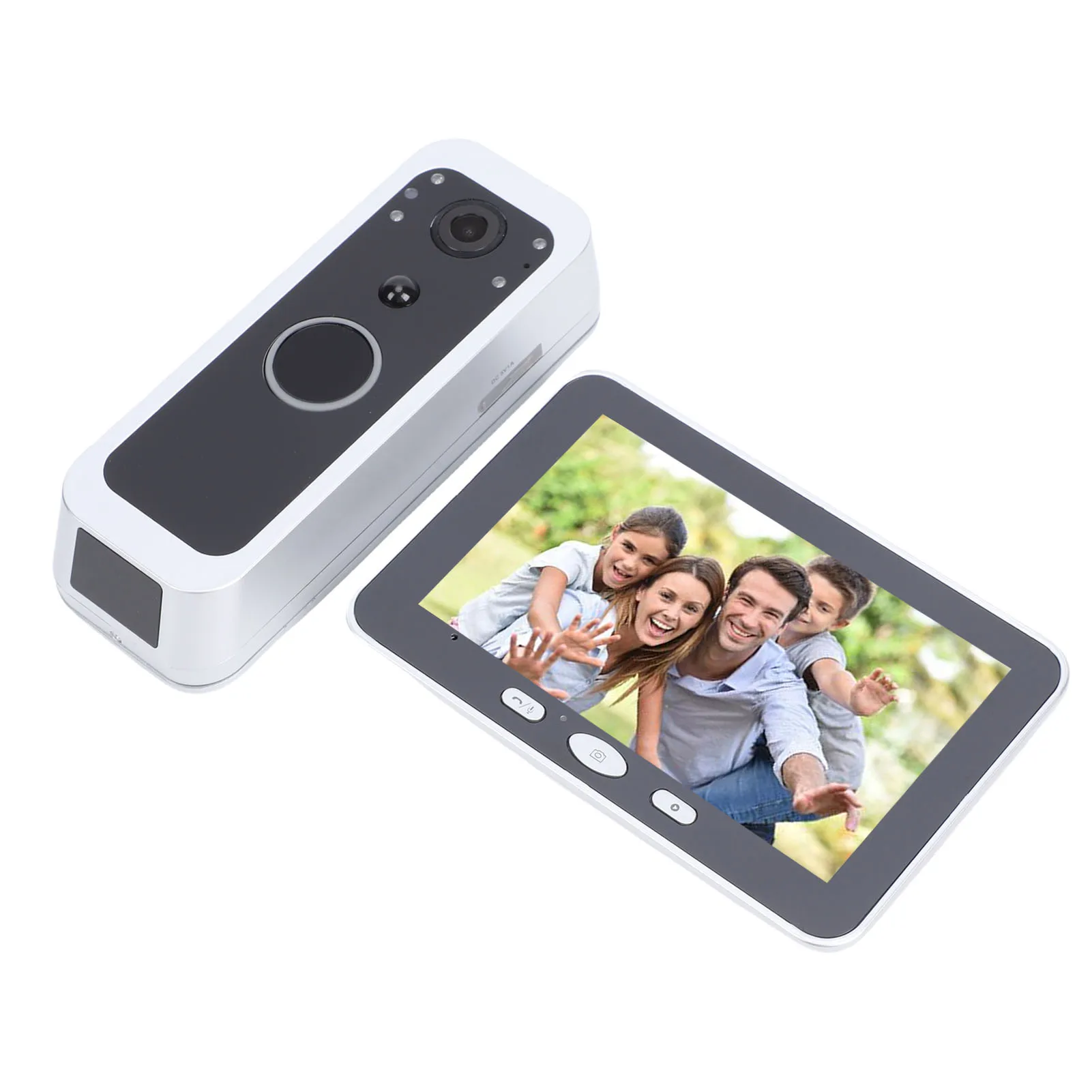 

Видеодомофон с Wi-Fi и 5-дюймовым дисплеем, 1080P, угол обзора 150 градусов, PIR-датчик движения, удаленный мониторинг через приложение, двусторонняя аудиосвязь