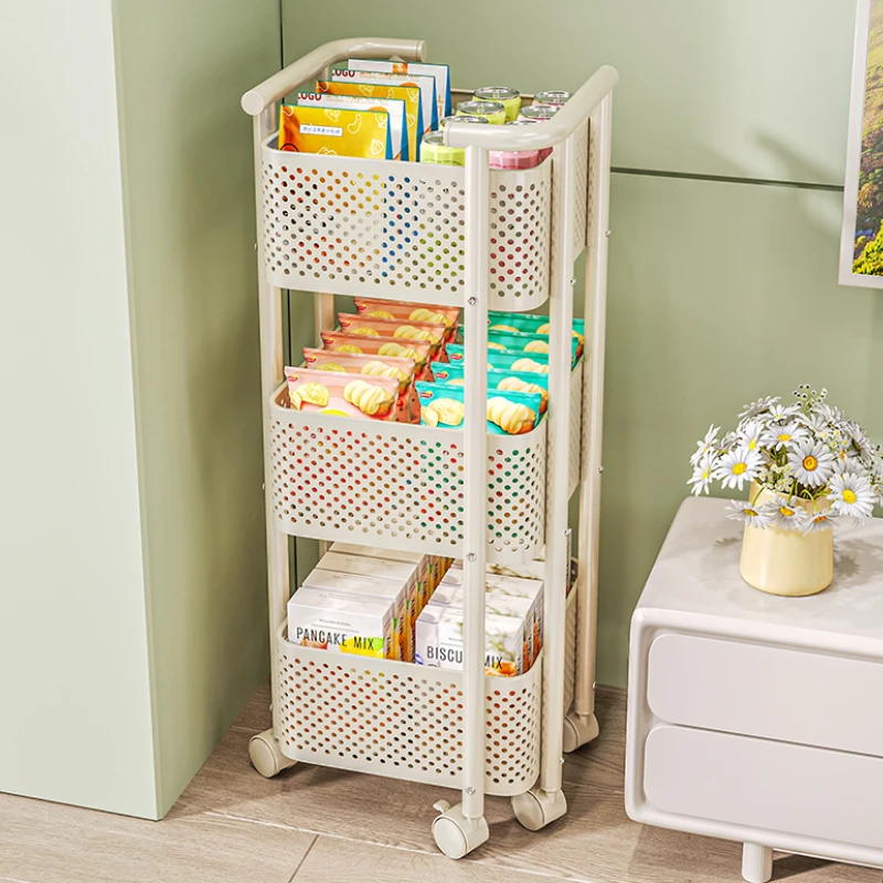 3/4-Tier Narrow Cart Locking Wheels Steel Frame Anti-Tip Space-Saving Storage for Bedroom/Kitchen Vegetable Storage Holders