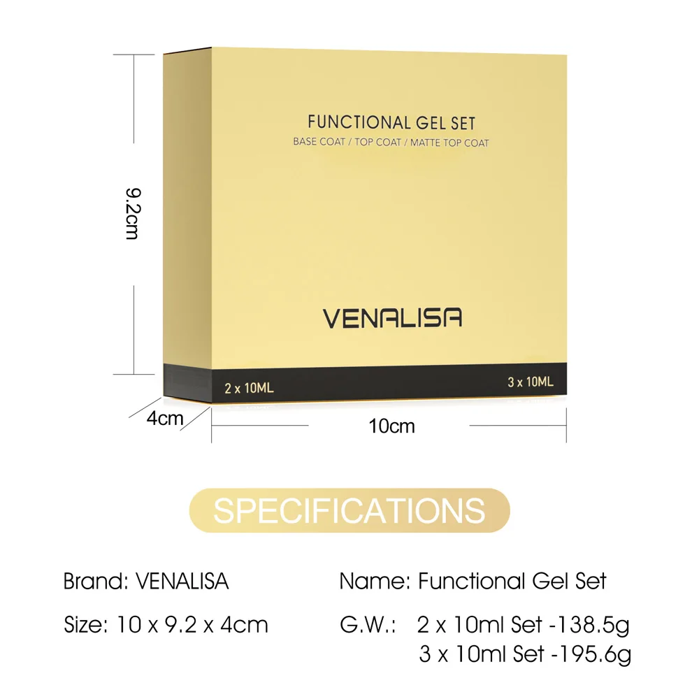 2/3pcs*10ml Venalisa Nail Gel Polish HEMA/TPO FREE Super Quality Ultra Glossy Diamond Top Coat Gel Soak Off UV/LED Base Coat