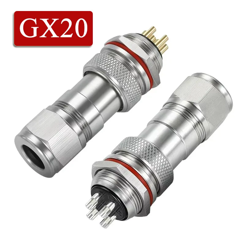 GX20 304 Stainless Steel Connector 2/3/4/5/6/7/8/10/12/15 Core Aviation Plug Socket GX20 Male Female Waterproof Connectors