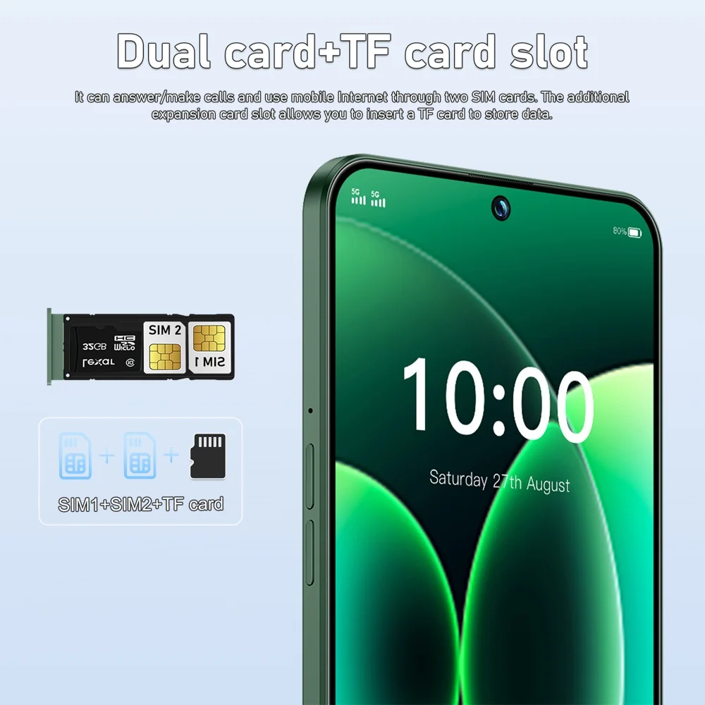 K-Touch Smartphone 5G For M18 Pro Max Smart Mobile Phones 7.3 Inch HD Full Display Cheap Cell Phone Android 22G+2TB Unlocked 7800mAh Battery 4G 5G Dual Sim Card 48MP+16MP Camera Face Recognition
