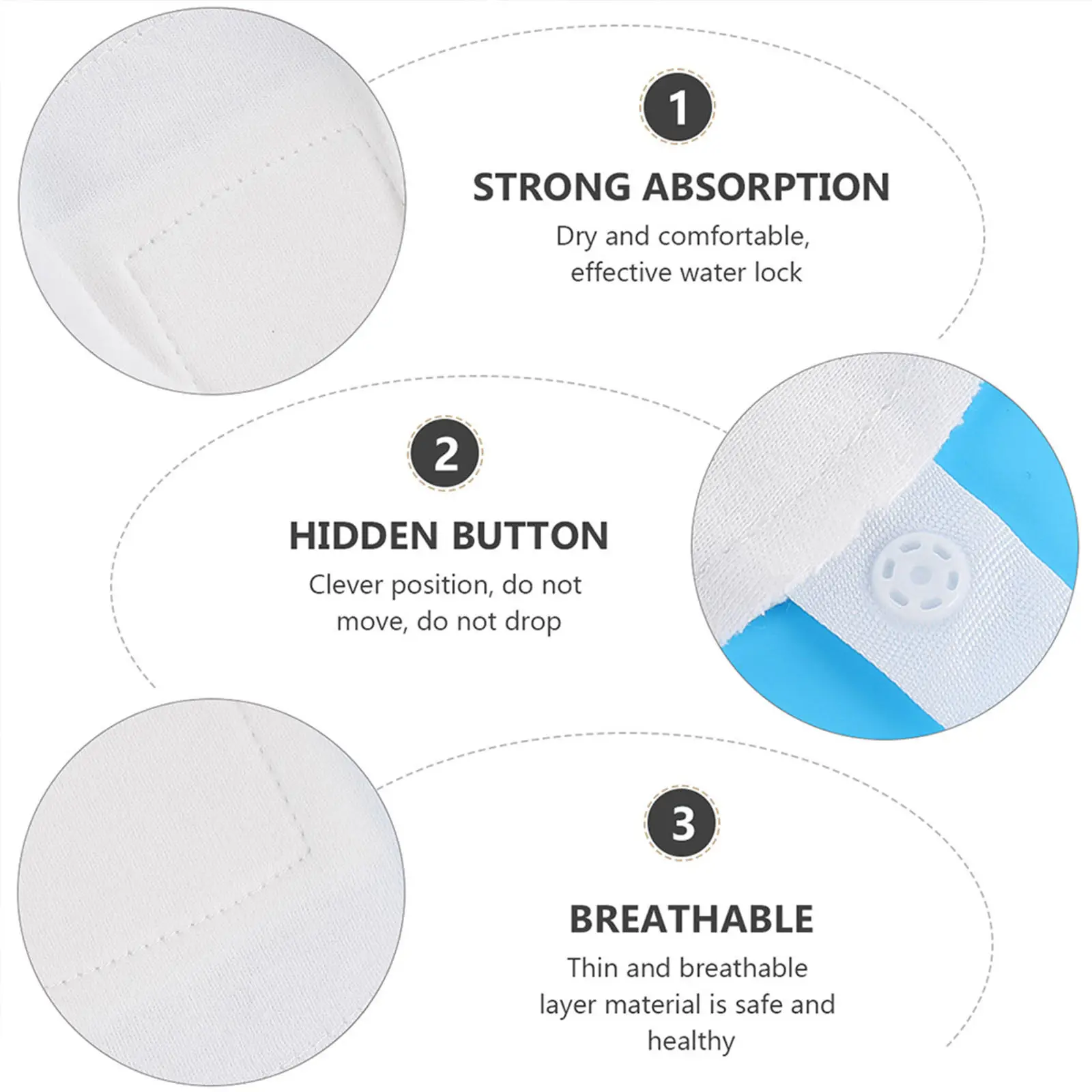 5Pcs Cotton Cloth Menstrual Pads Reusable Washable Soft Sanitary Napkins Daily Use Feminine Pads for Women