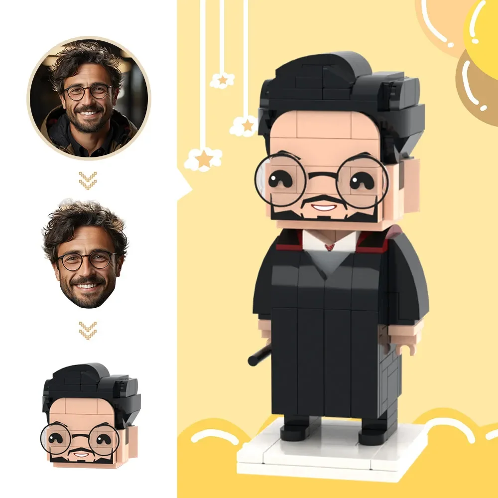 Minimalist One People Memorial Ornament, Custom Character Brickfigures, Fine Particle Details, Distinctive For Festival Decor.