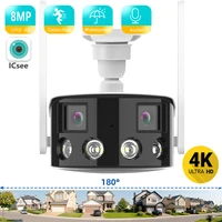 BESDER 8MP 4K Lente dual Ultra gran angular 180 °   Cámara IP Wifi protección de seguridad Ai detección humana vigilancia de seguridad ICSEE APP