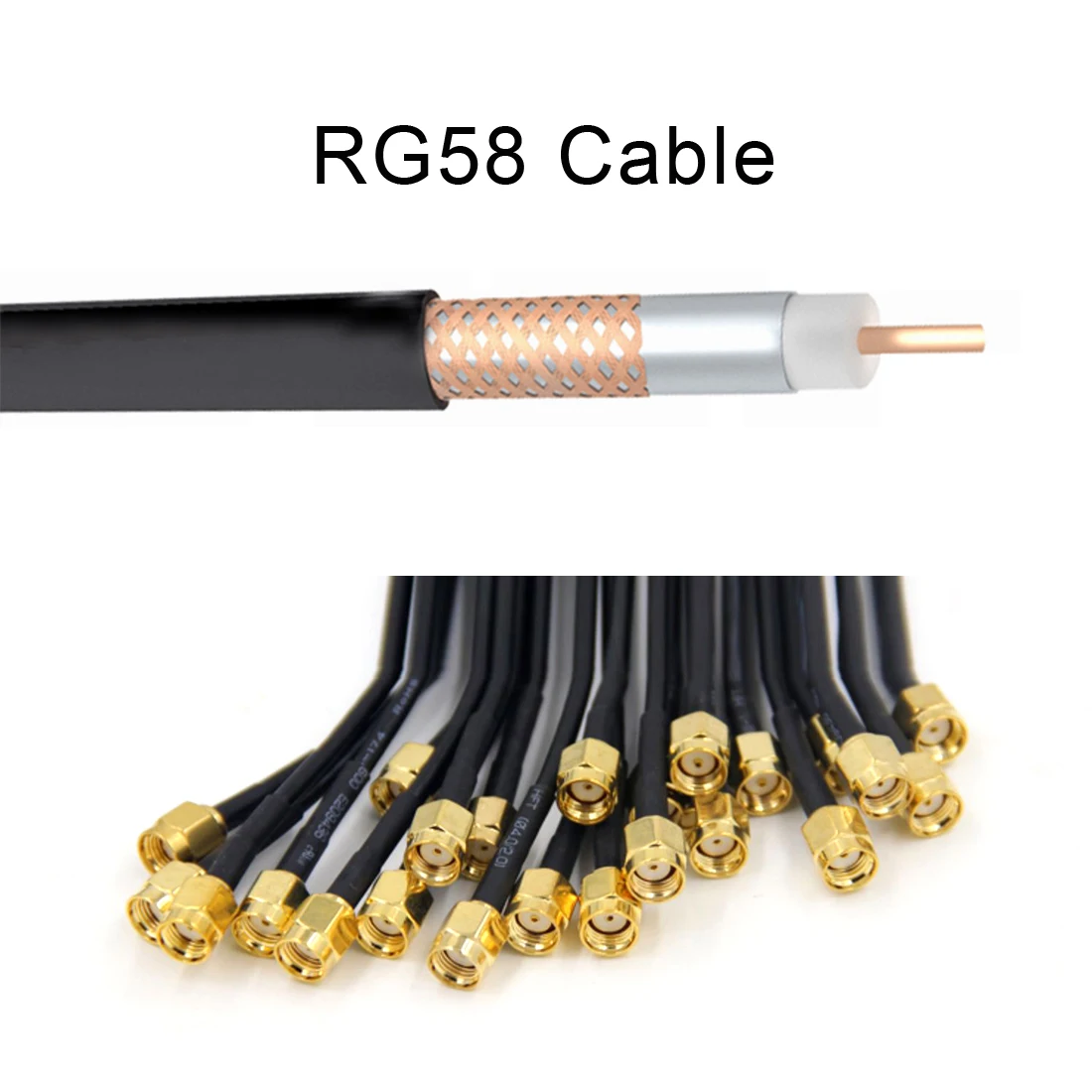 

SMA гнездовой разъем RP-SMA штекер RG58 косичка кабель 50 см 20 дюймов для антенны Wi-Fi новый