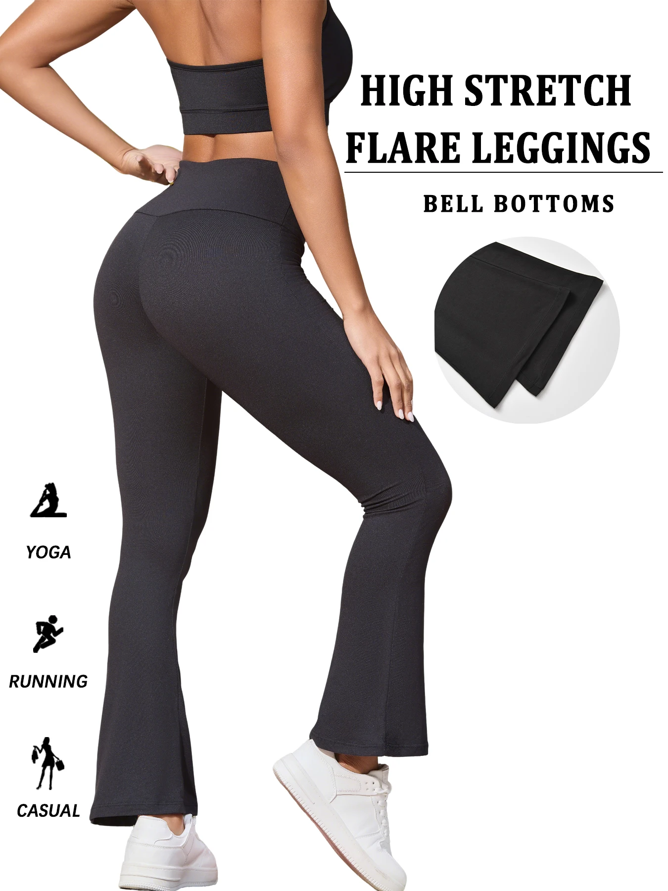 3 Pack Women's Super Soft Flare Pants High Waisted Tummy Control Workout Yoga Push Up Gym Fitness Long Leggings Bell Bottoms