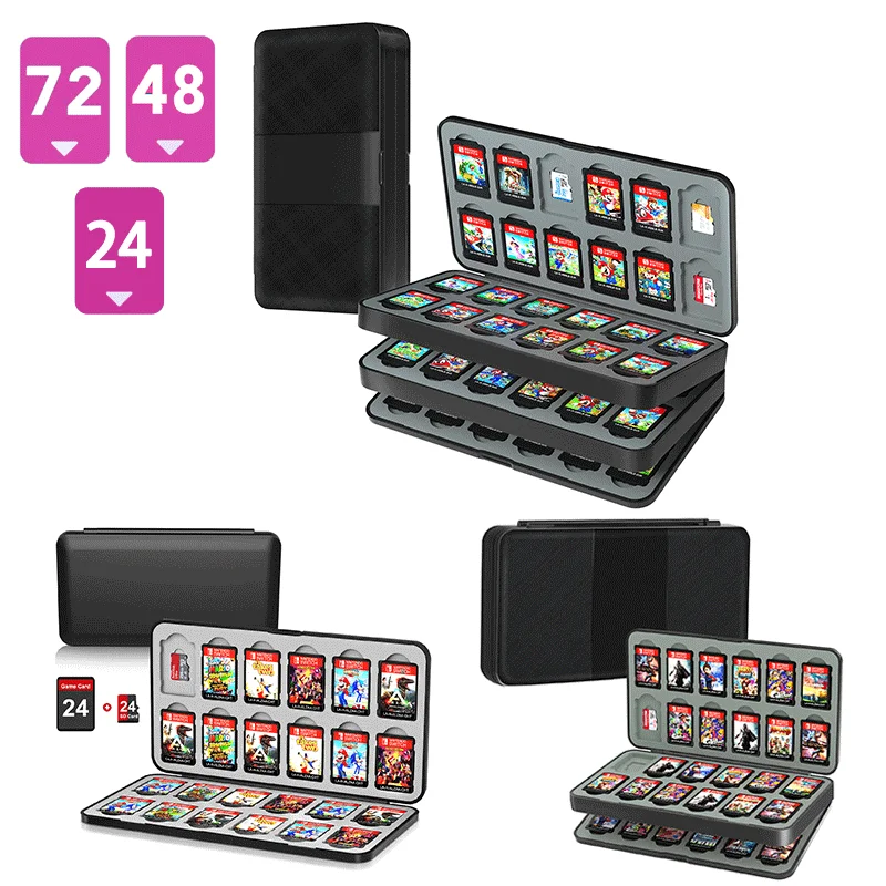 

Switch Game Card Protective Case with 96/72/48 Game Card Slots Creative NS Card Storage Box Holder for Nintendo Switch/Lite/OLED