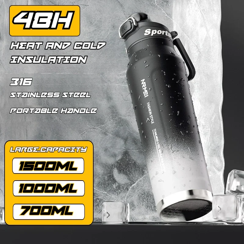 1,5 l Thermos-Wasserflasche, Edelstahl-Vakuumflasche, Becher, Kaffeetasse, isolierte Flasche für heißen Tee und kaltes Wasser, Thermogetränk