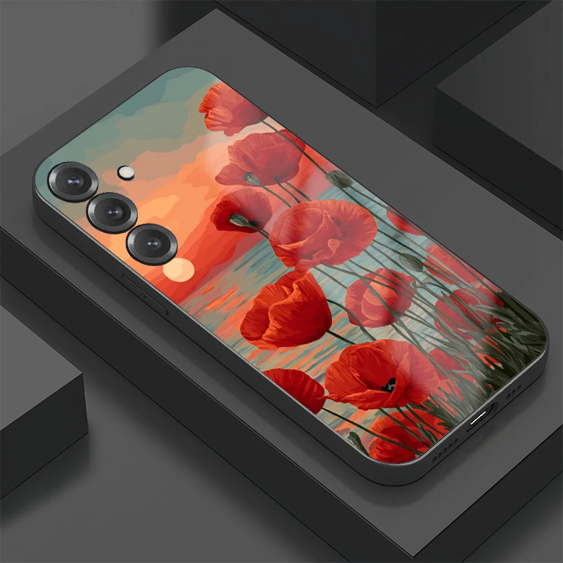 

Чехол для телефона Samsung Galaxy S25 Edge S22 Plus S21+ S10 S20 S24 FE S23 Ультра-цветочный узор из закаленного стекла-бампер