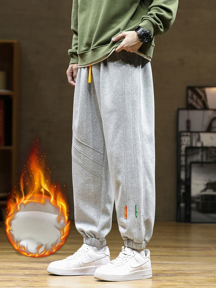 

2023 New Winter Men's Sweatpants Thick Warm Fleece Liner Colorfull Drawstring Cotton Trainning Jogger Pants