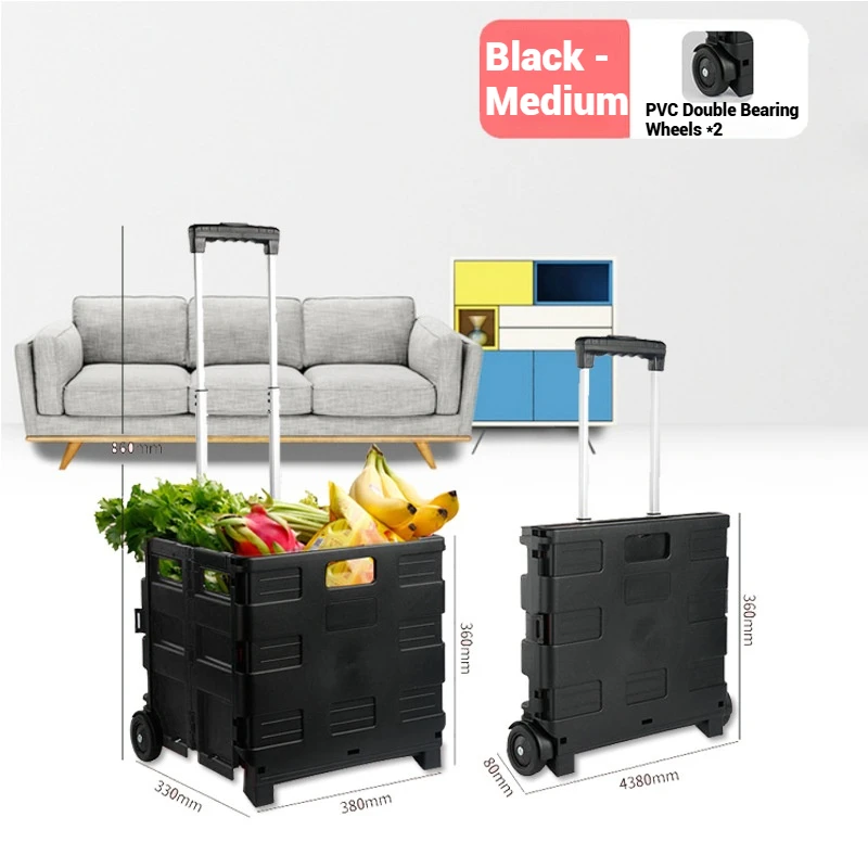 

Folding Cart Home Shopping Cart Large Capacity Trolley Movable Delivery Cart Hand Pulled Cart