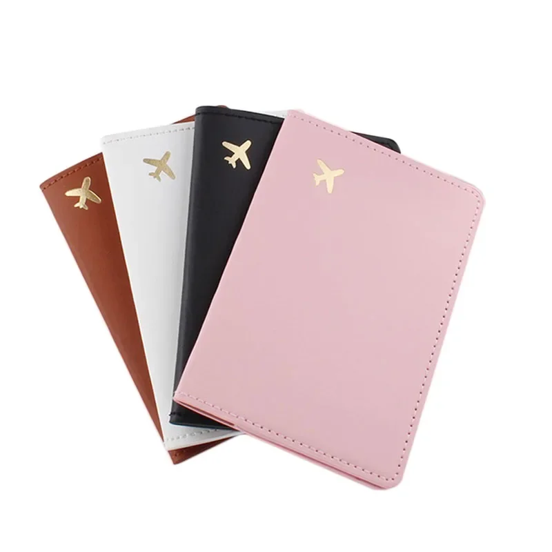 

2023 Lover Couple Passport Cover for Card Documents Hot Stamping Simple Plane Women Men Travel Passport Holder Wallet Bags