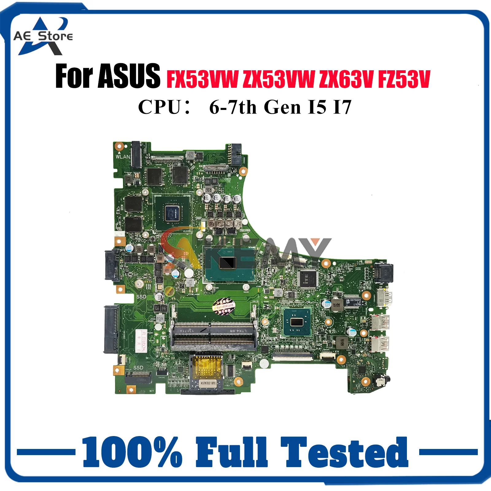 

Материнская плата для ноутбука GL553VD для ASUS ROG ZX53VW FX53VW GL553V FZ53V GL553VD ZX63V ZX53V GL553VE, материнская плата с процессором I5 I7, тест ОК