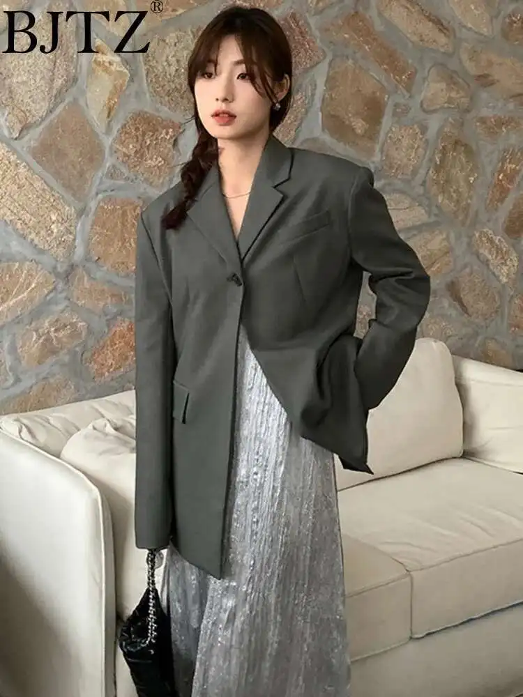 

BJTZ Women's Rear Split Waisted Suit Jacket For Women 2025 Spring Autumn New Tide Designer Female Overcoat Female Clothing HL441