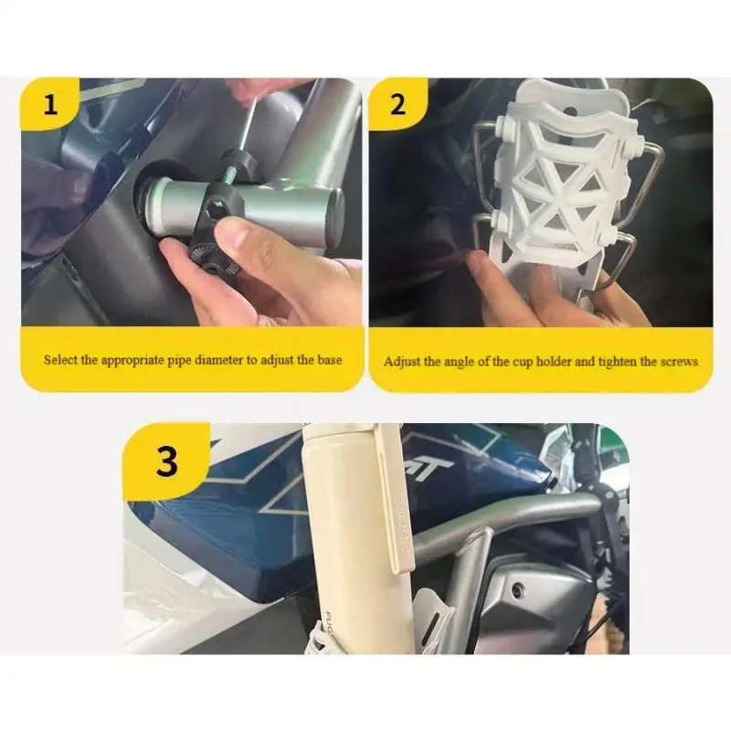 Rotating motorcycle cup holder, adjustable and attached to the handlebars for electric vehicles, comes with a hand protection la