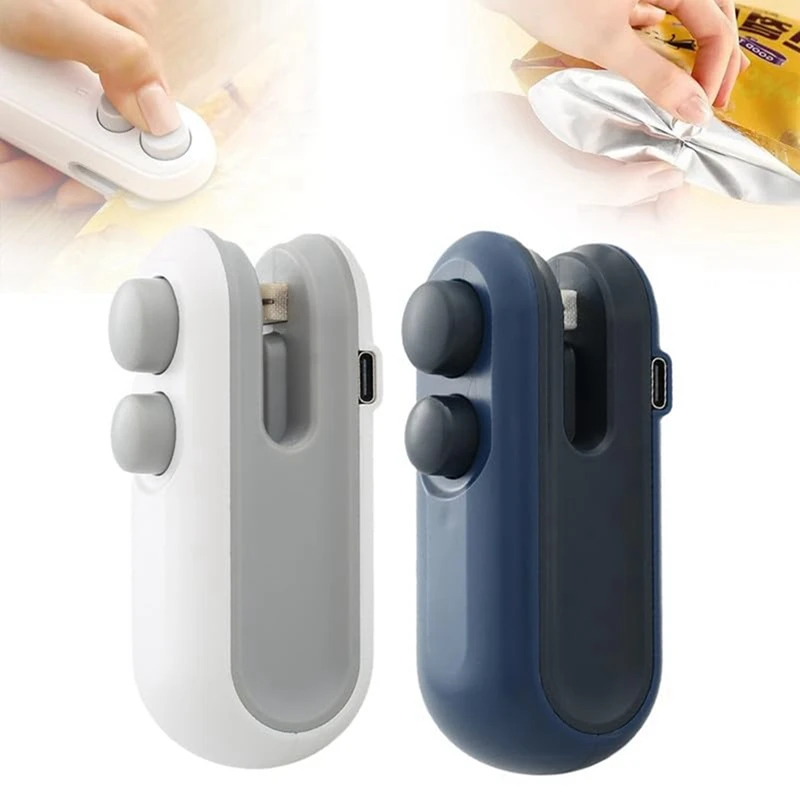 Mini Bag Sealer, 2-In-1 USB Charging Sealer, Portable Handheld Rechargeable Vacuum Food Sealer, Bag Sealer