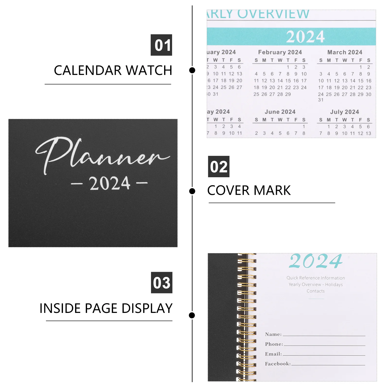 

PP Cover Academic Planner Book Coil Notebook Portable Office Planner Organizer Note Book Note Books Home Supply