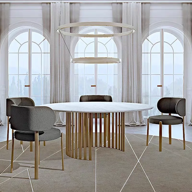 Стул Кухонный Round Dining Chairs Metal Legs Modern Minimalist Dining Chair Leisure Backrest Silla Comedor 카페의자 Home Furniture image 3