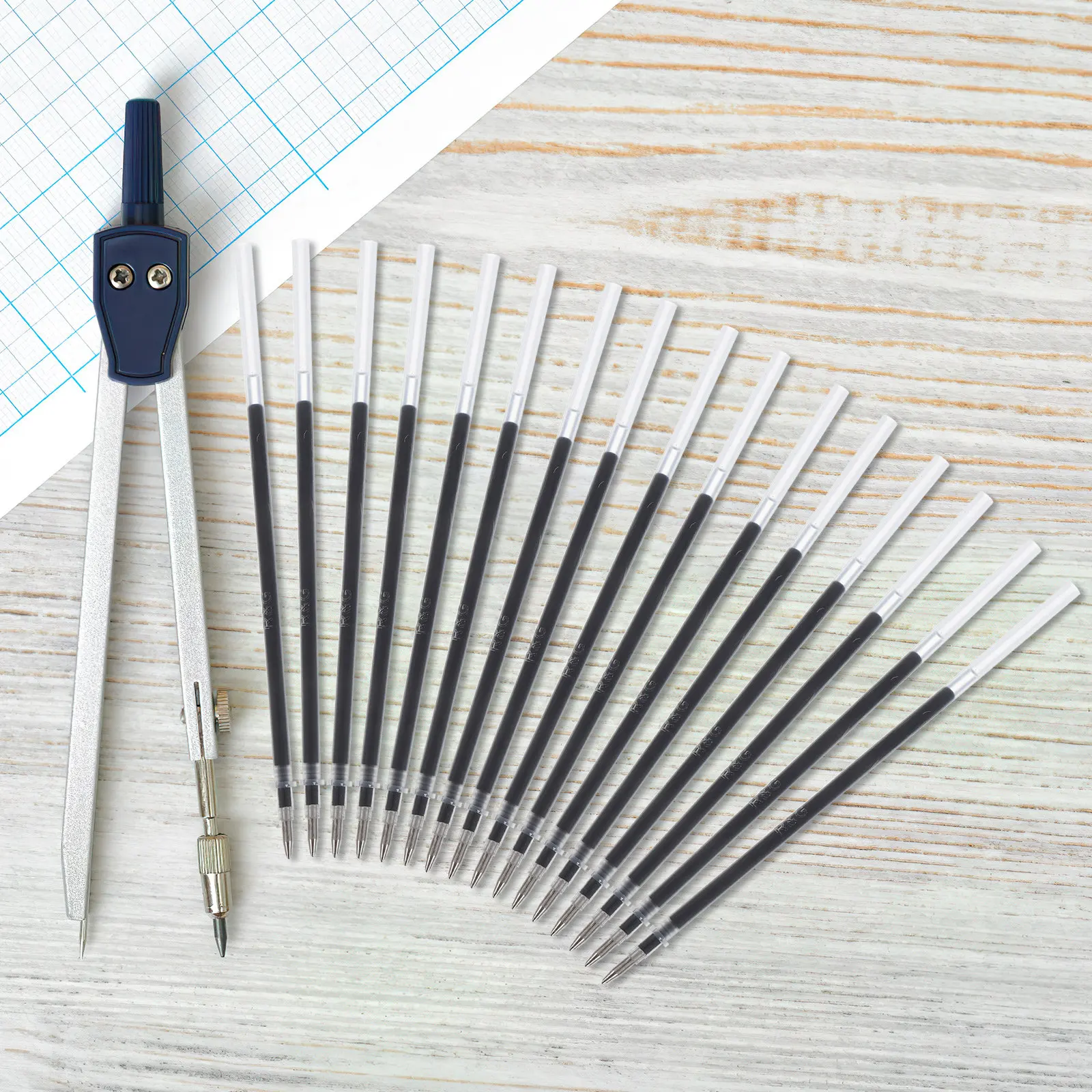 

24Pcs Black Gel Pen Refills Fine Dry Smooth Writing for Home Office School Supplies Student Pen Refills