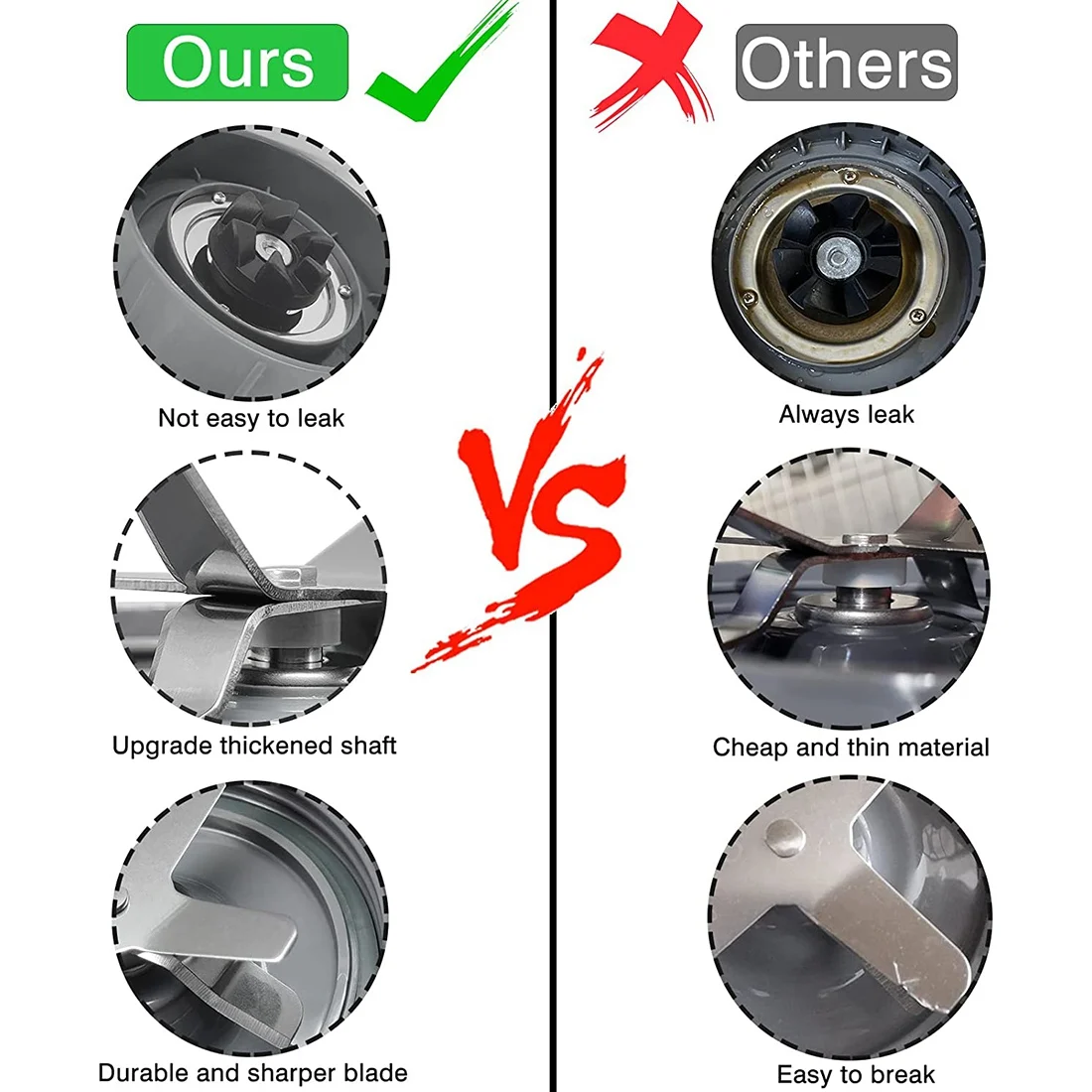 جزء بديل A69X-Blade متوافق مع مستخرج خلاط Nutribullet Pro 900W/600W - يتضمن 6 شفرات زعانف