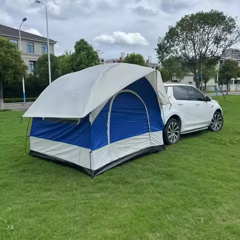 Outdoor Double-deck Car Tent Camping Rainproof Sun Protection SUV Car Trunk Camping Tent Oxford Cloth Four Seasons Outdoor Tents