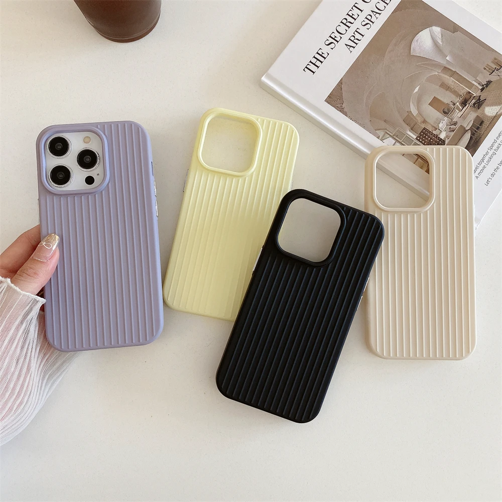 Macaron color tile ribbed mobile phone case suitable for iPhone11 12 13 14 15 16pro solid color durable 16plus mobile phone prot