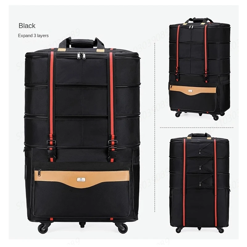 Large Capacity Expandable Foldable Travel Bag Oxford Suitcase Air Consignment Bag Five Wheels Waterproof Moving Abroad Luggage