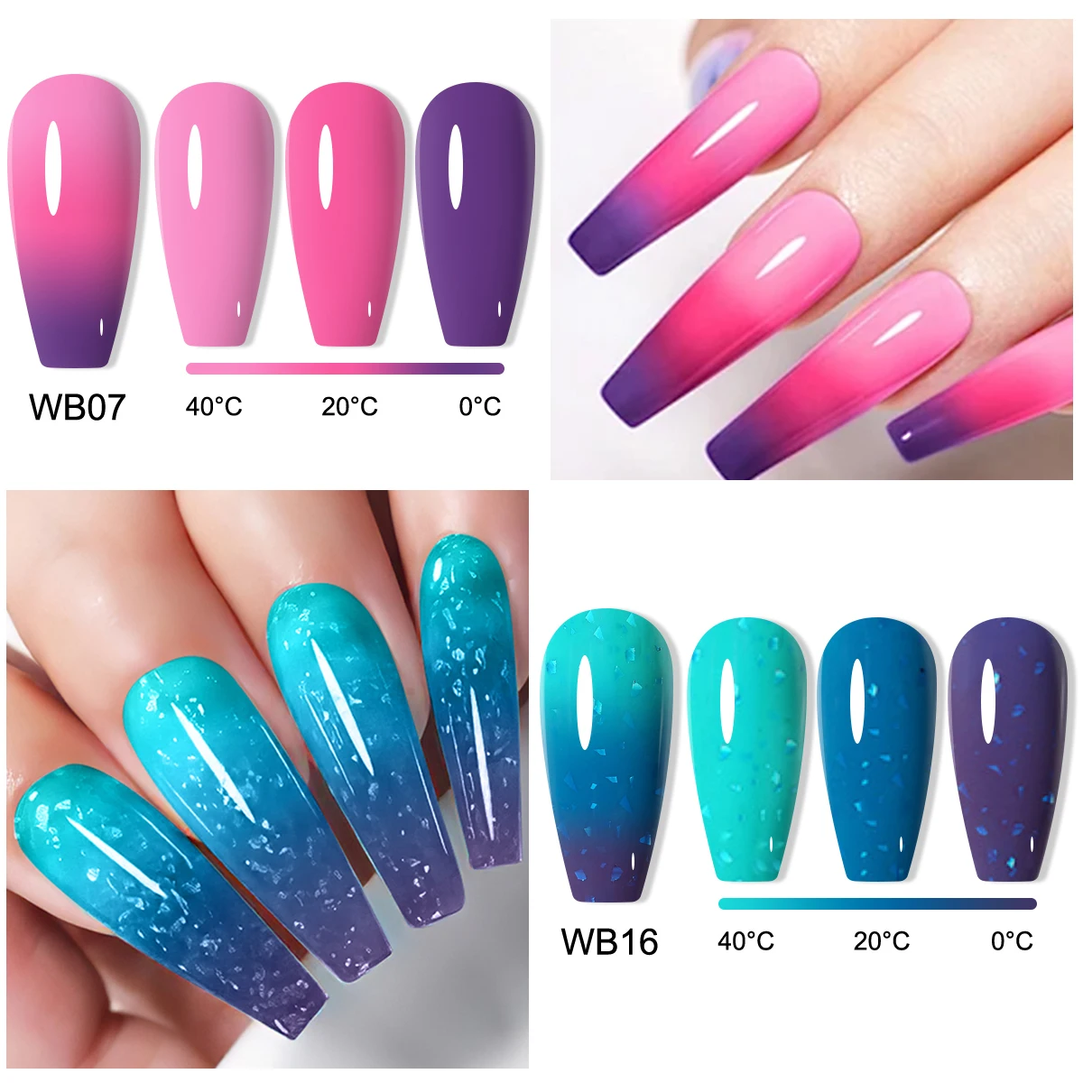 ยาทาเล็บเจลเปลี่ยนสีแบบชิ้นเดียวของไฮมัท ฟริช,ไวต่ออุณหภูมิ, เอฟเฟกต์กลิตเตอร์, กึ่งถาวร, มีกลิ่นหอม