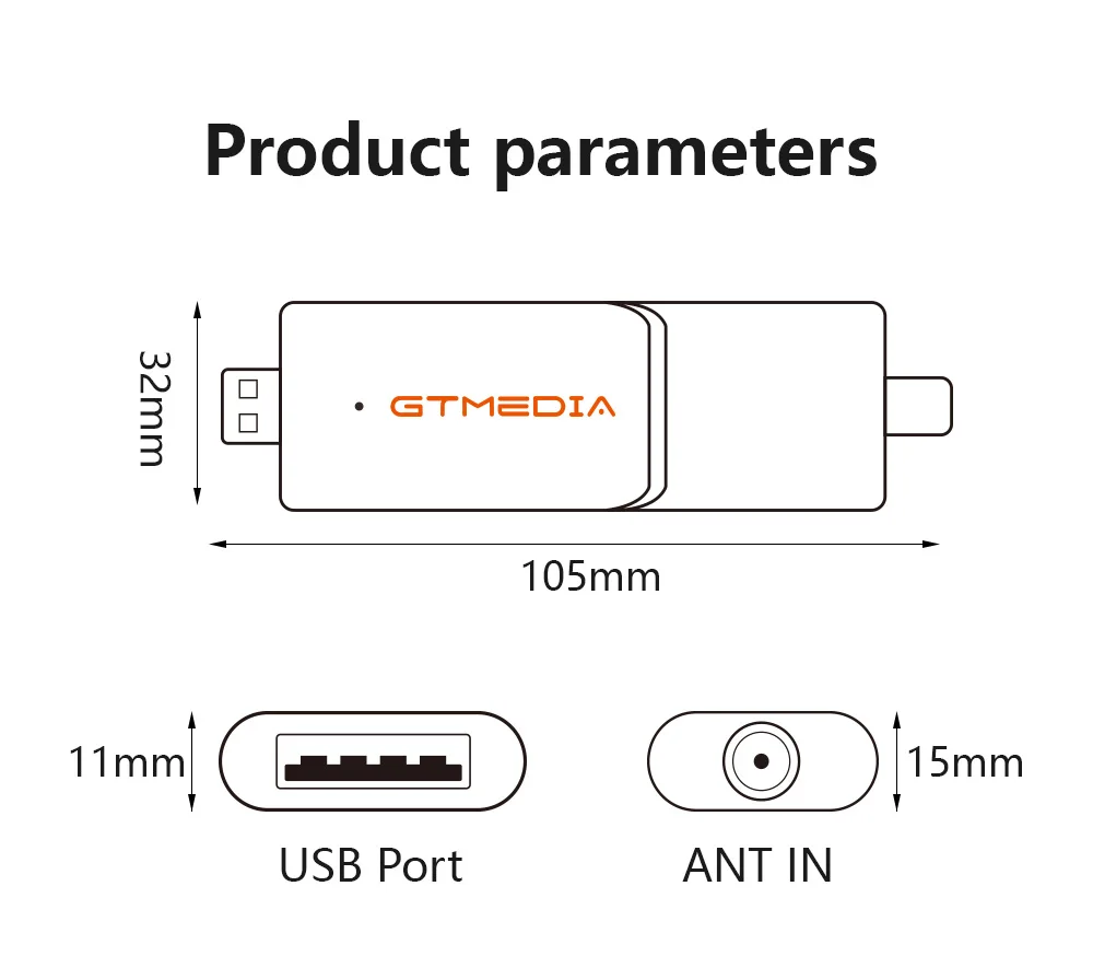 GTMEDIA HDTV Mate ATSC 3.0/1.0 TV Stick 4K UHD/HD Support DVR Recording USB 3.0 TF Card Connected to Pad, Phone, TV, Car for USA