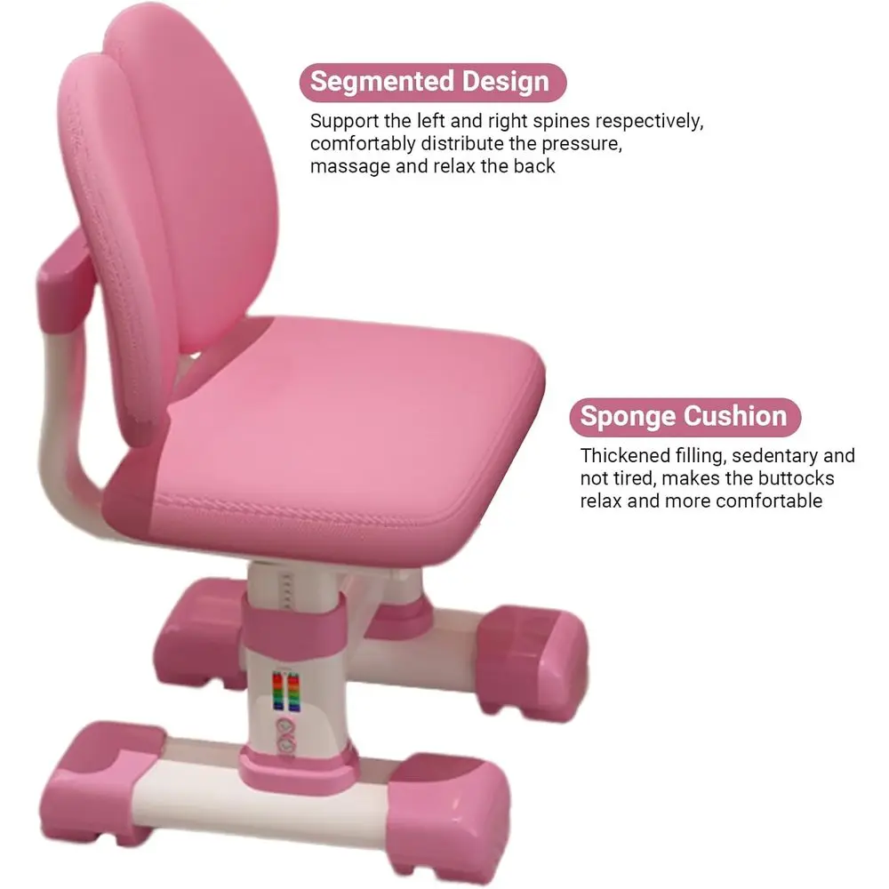 Pink Adjustable Height Kids Study Desk and Chair Set with Multi-Sectional Design view 5