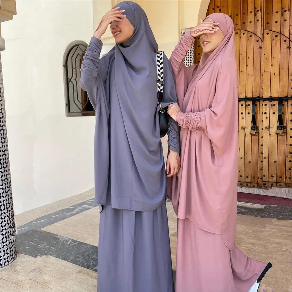 

Eid Hooded Muslim Women Hijab Dress Prayer Garment Robe Abaya Long Khimar Ramadan Gown Abayas Skirt Sets Islamic Clothes Niqab