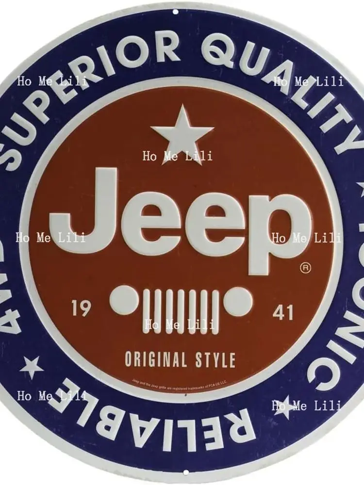 Jeep Round Metal Sign Vintage Plaque For Garage Or Man Cave Wall Decor