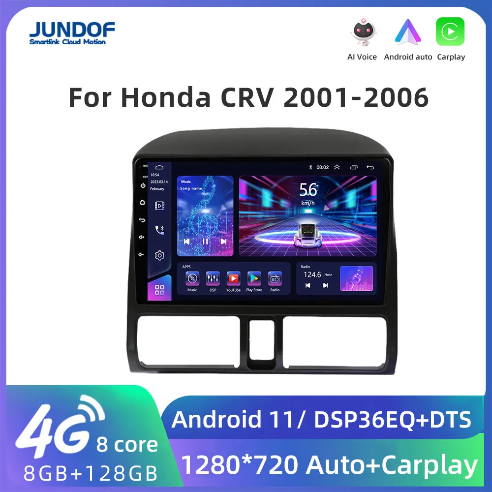 

JUNDOF 9" Android DSP 4G For Honda CR-V CRV 2001 2002 2003 2004 2005 2006 GPS Navigation Car Radio Multimedia Player Autoradio