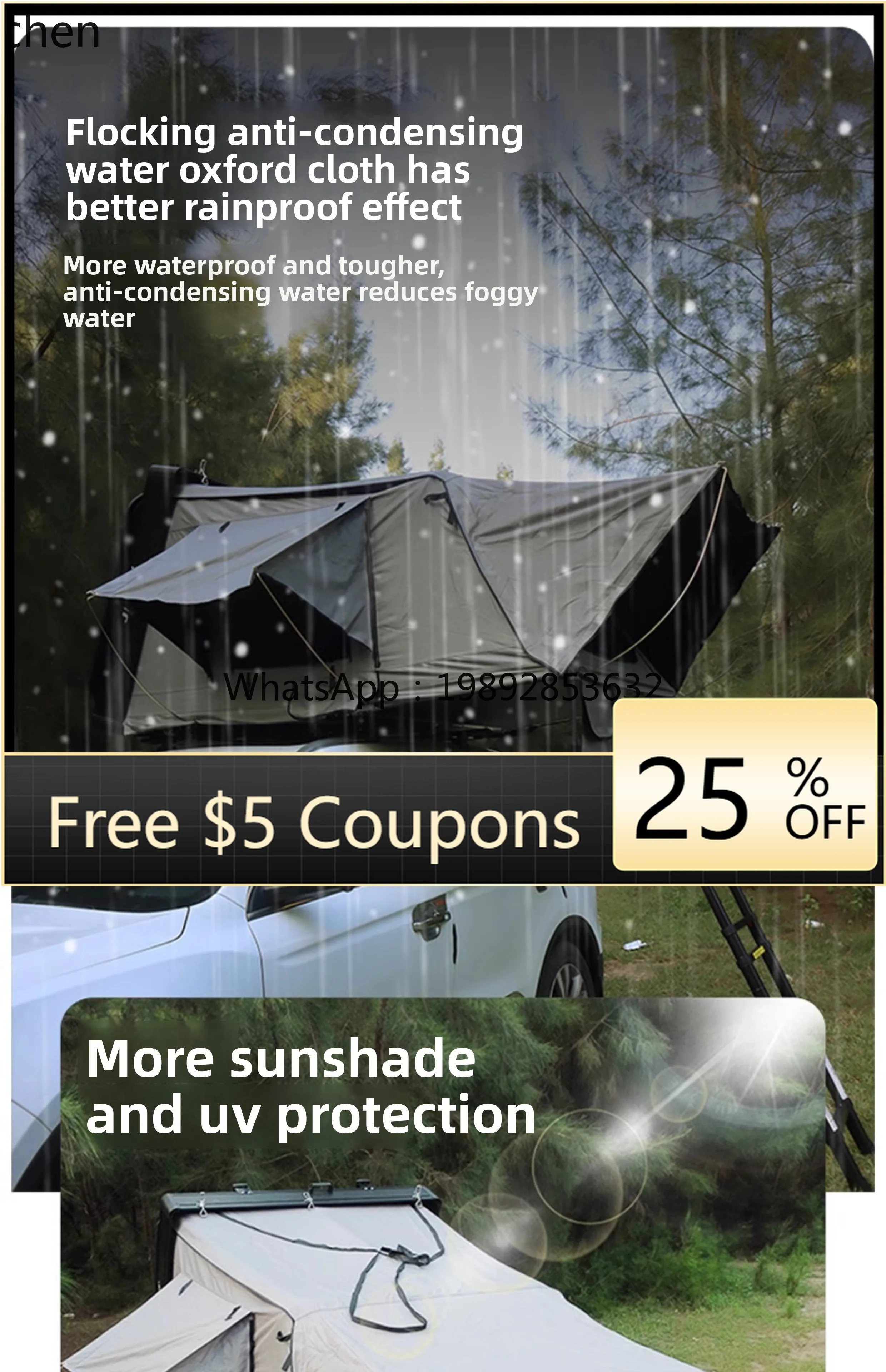 

aluminum alloy roof tent, folding rollover, automatic hardtop tent pickup car