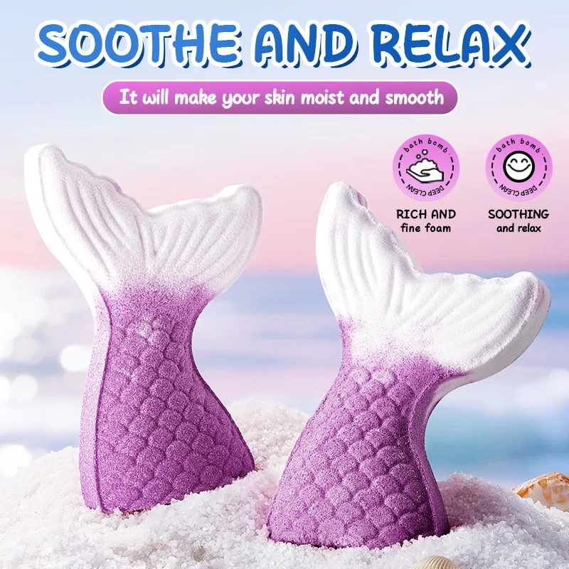 Mermaid tail bath salt ball, wash the body, bathe in the bathtub, there are many foam in it, the fragrance lasts for a long time