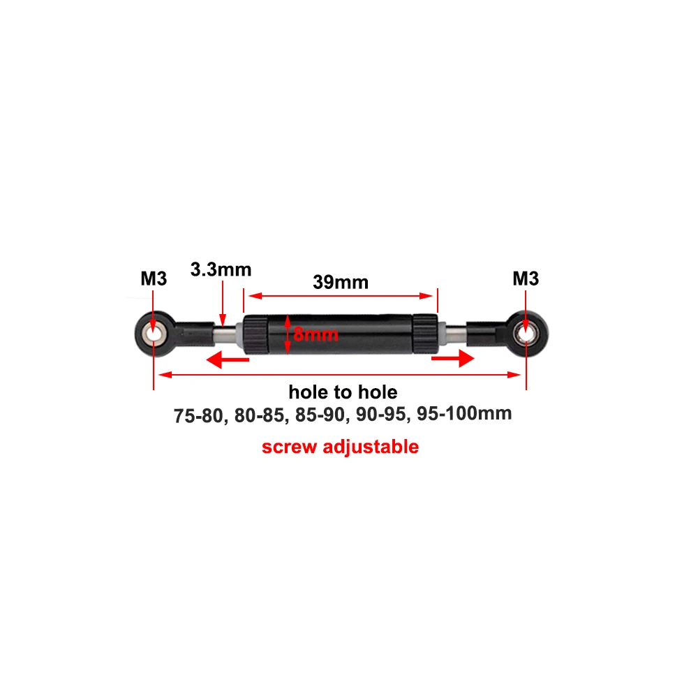 1Pcs Adjustable Steering Link Rod Panhard Bar Servo Linkage 75-100mm for 1/10 RC Crawler Axial SCX10 RBX10 Tamiya CC02 HSP 94111