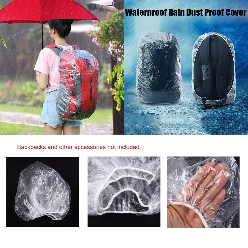 Disposable Backpack Rainproof Cover Transparent Plastic Knapsack Rain Cover Rainproof Dust Proof Cycling Climbing Hiking