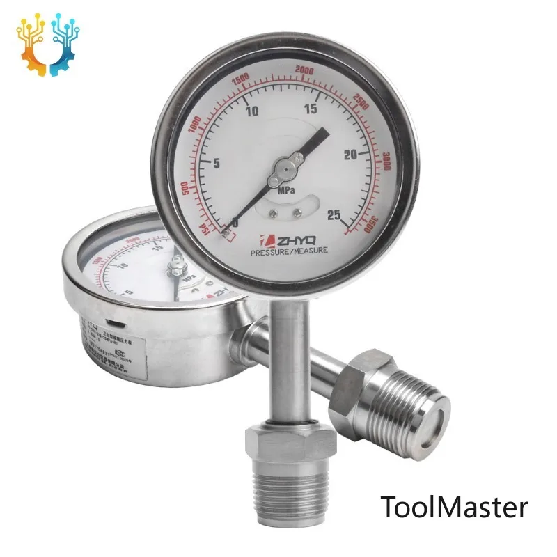 

[2026]Industrial SS304 100mm High Pressure Diaphragm Pressure Gauge 0-1500Bar CE Certified For Mud Mortar Chemical Slurry