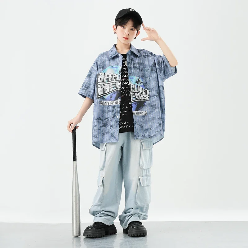 เด็กStreetwearเสื้อผ้าเด็กHip Hopหลวมเสื้อกางเกงเสื้อผ้าชุดสาวK-Popเด็กHip Hop Street Dance Coat