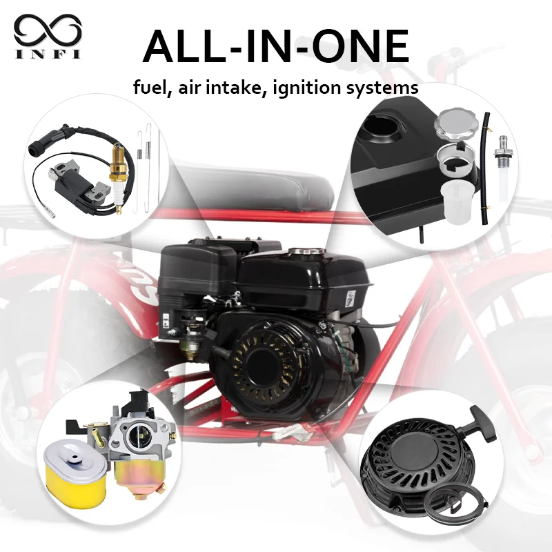 Универсальный комплект черного газового топливного бака с карбюратором, воздушным и топливным фильтром и стартером в сборе для Honda GX160 GX200 Predator 212cc
