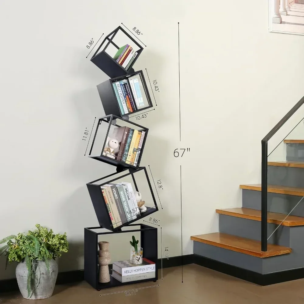 5-Tier Bookshelf, Modern Book Shelf, Storage Shelves for CDs/Books/Home Decor, Display Shelf Living Room Furniture