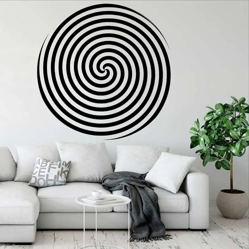 Circle Design Spiral Vision Wall Sticker Hypnotic Effect Modern Stylish Office Home Art Decor Dress Up Vinyl Wallpaper Decal H3