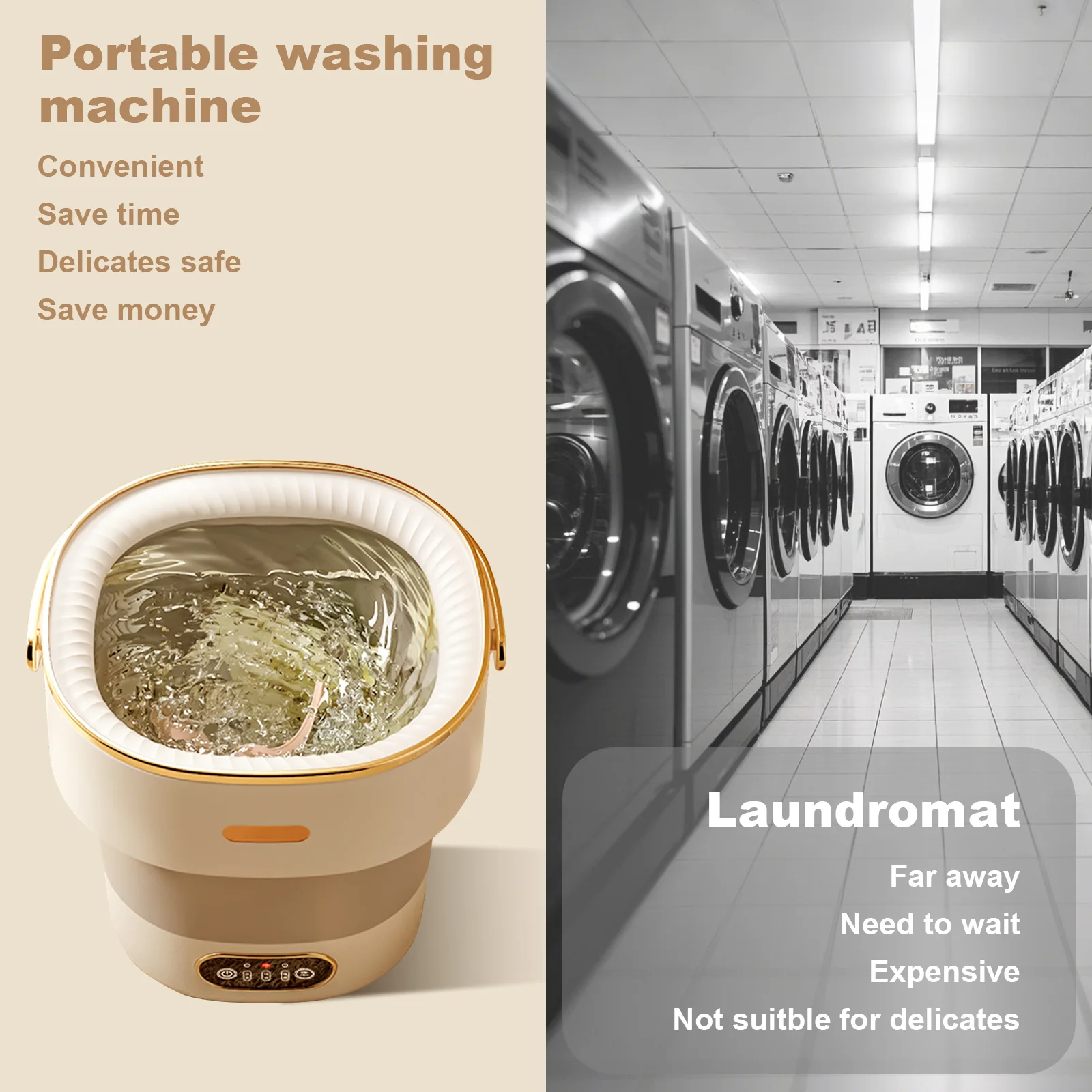 Portable Washing Machine With Spin Dryer, Fully Automatic 13L Folding Mini Washing Machine For Underwear, Baby Clothes Cleaning view 6