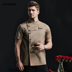 Chaqueta de cocina de manga corta, uniforme de Catering, ropa de Chef, Hotel, camarera, restaurante, ropa de trabajo, panadería, Sushi, abrigo de Chef, camisa de cocina