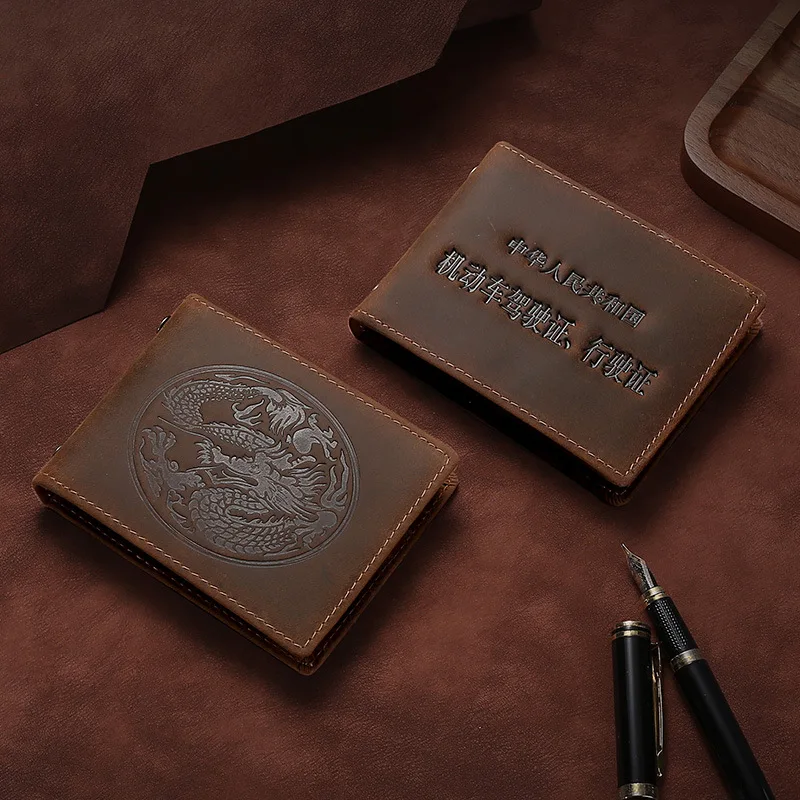 

Персонализированная визитница из кожи Fengma для мужчин, многофункциональная держатель для документов из натуральной кожи для водительских прав