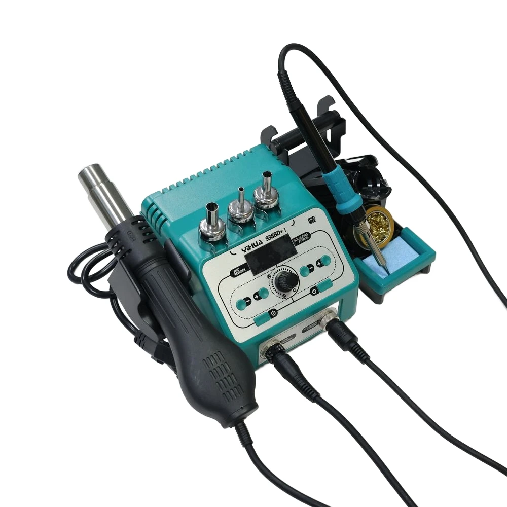 

YIHUA 938BD+-I 90W Soldering Iron + 480℃ Heat Gun Combo, Dual LCD Screens, Safe 24V AC for Beginners & Experts
