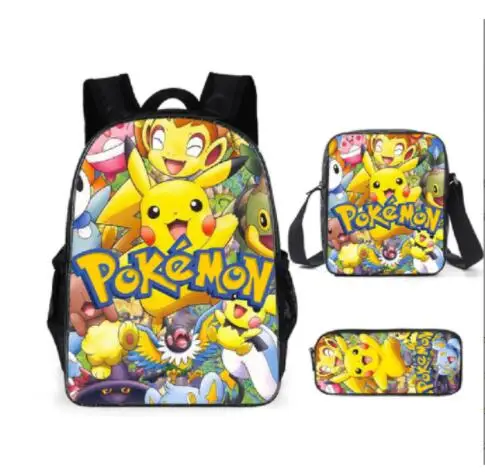 Pokemon Pikachu Backpack Laptop School Bag for Boys Cartoon Pencil Case Schoolbag Anime Travel Bag School Supplies Kids Gifts