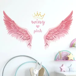 Queen Angel DIY Pink Feather Wings Wall Decal Ballet Girl Sky Castle Wall Decal Girl Room Home Decoration Art Wall Decal