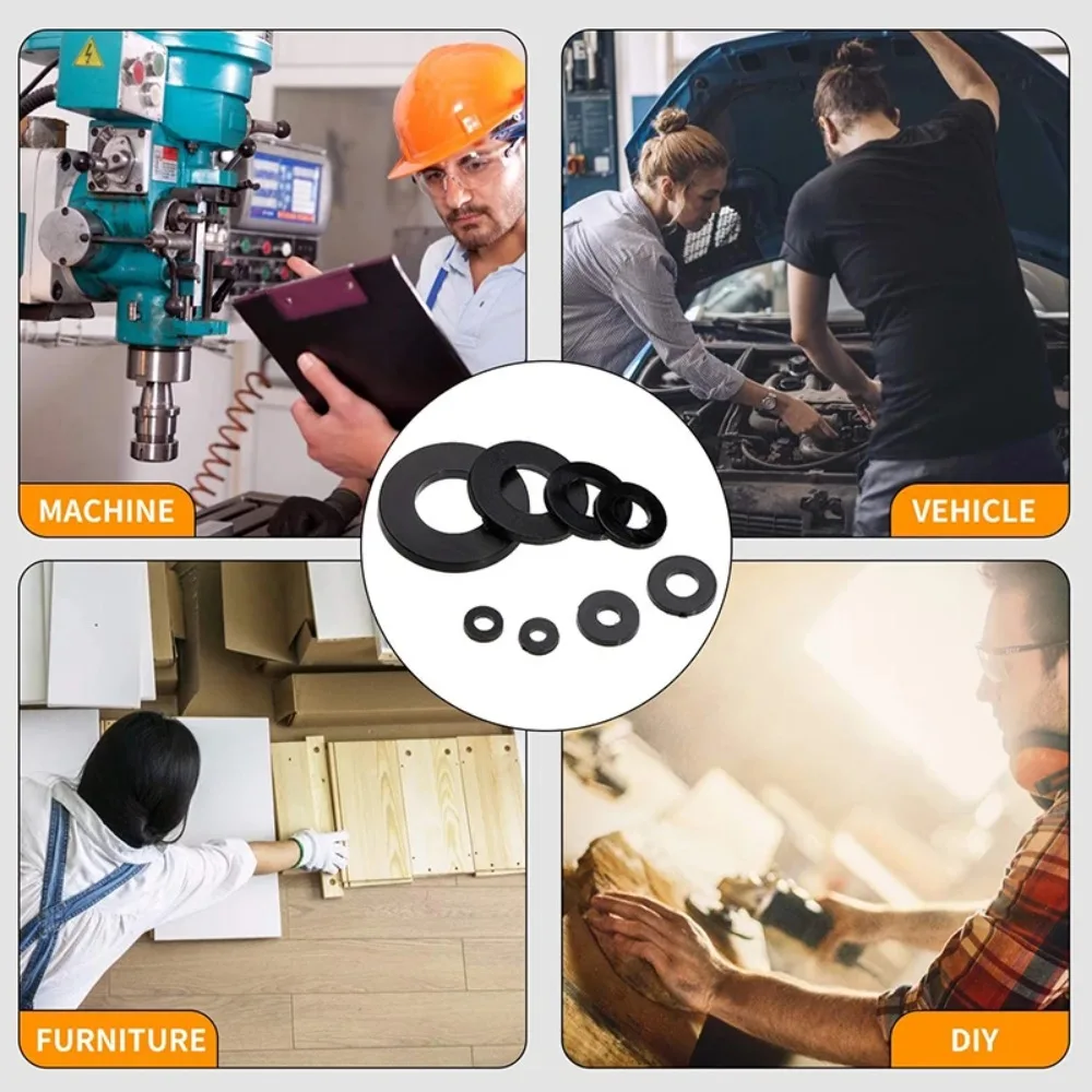 500 قطعة مجموعة متنوعة من غسالات النايلون المسطحة مع 8 أحجام M2 M2.5 M3 M4 M5 M6 M8 M10 لوحات أمان الختم لمشاريع الأجهزة ذاتية الصنع